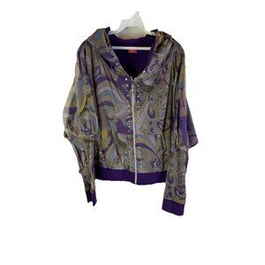 Vintage Y2K Apple Bottoms Hooded Sweatshirt Jacket Embellished Mesh Fairy